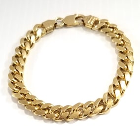 Amazing 925 Sterling Gold Tone Cuban Link Bracelet