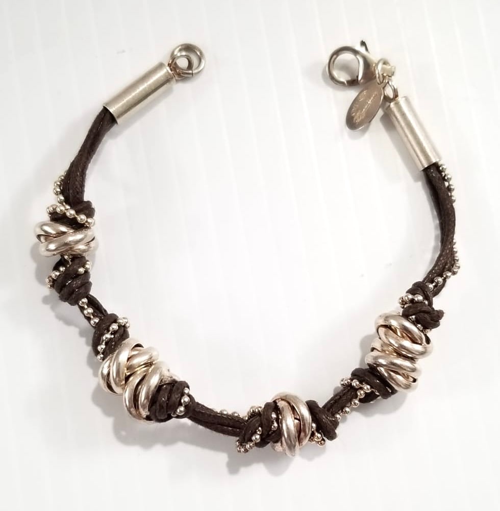 Amazing 925 Sterling Italy Brown Leather Bracelet (1 of 3)