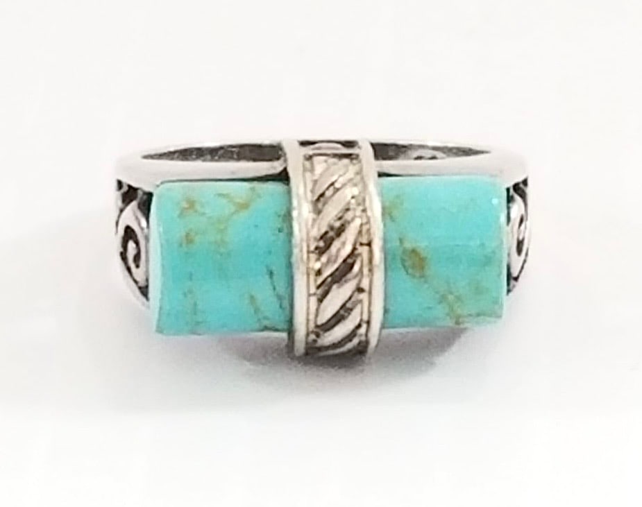 Amazing 925 Sterling Silver Green Turquoise Ring (1 of 4)