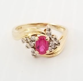 Amazing 14KT Ruby Diamond Ring