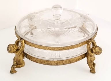 Amazing Gold Patina Crystal Candy Bowl