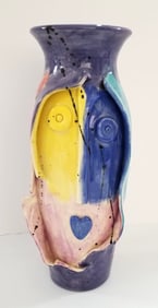 Amazing Picassian Face Art Poterry Vase