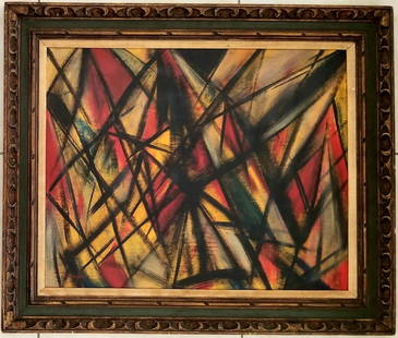 Amazing Walter Sanford Oil Masonite: Nice Walter Sanford oil masonite, frame: 38 x 31 inches. Provenance: private owner. Biography: 1912 - 1987. Walter Sanford, also known as Sanford, (30 January 1912 – 3 July 1987), was an American ar
