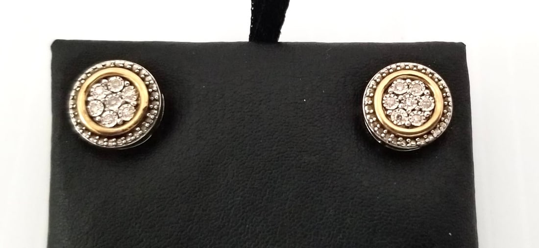 Amazing 925 Sterling 10KT Gold Diamond Earrings (1 of 5)