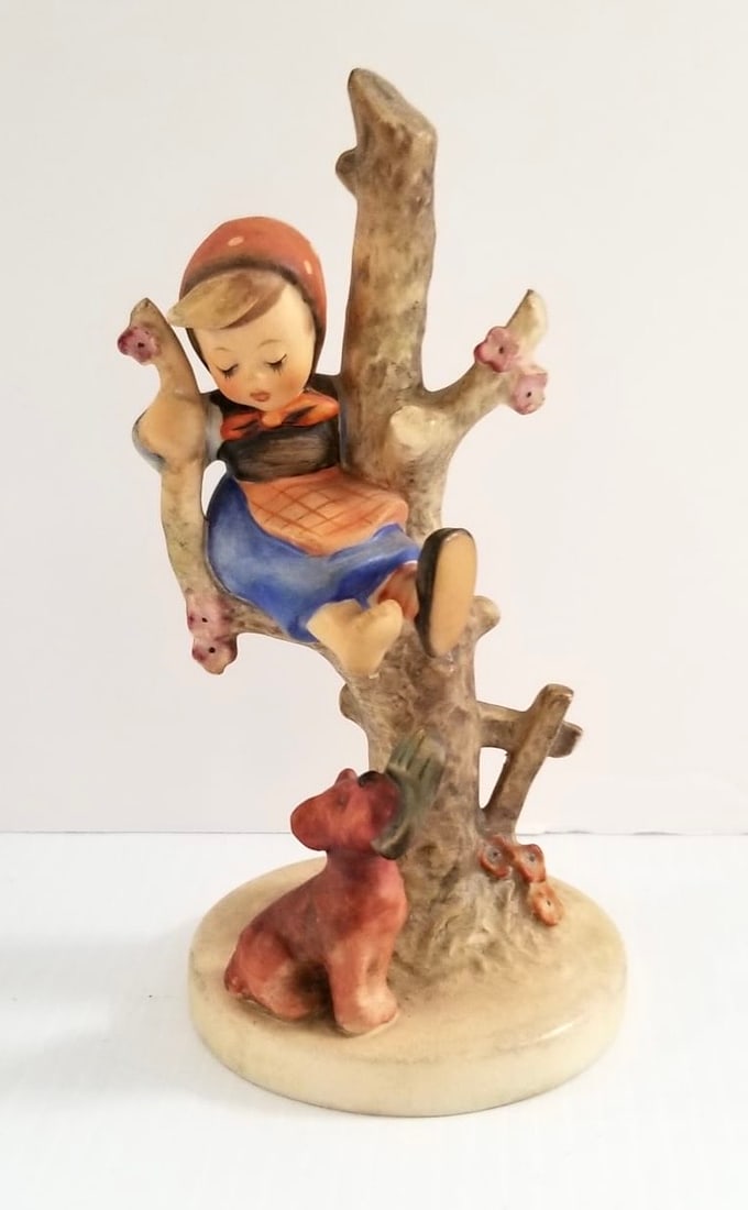 Amazing Goebel Hummel Germany Girl & Dog Figurine: Beautiful Goebel Hummel Germany girl and dog figurine, 6 1/4 x 3 inches round