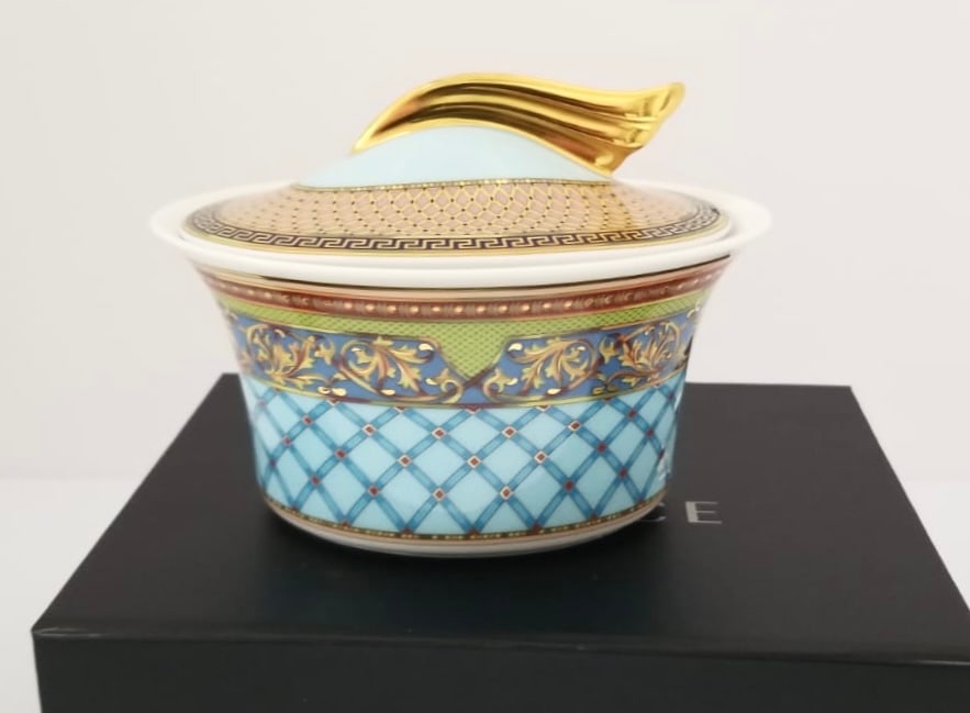 Amazing Versace Rosenthal Porcelain Bowl: Beautiful Versace Rosenthal porcelain bowl, new in box, 5 x 3 5/8 x 3 5/8 inches.