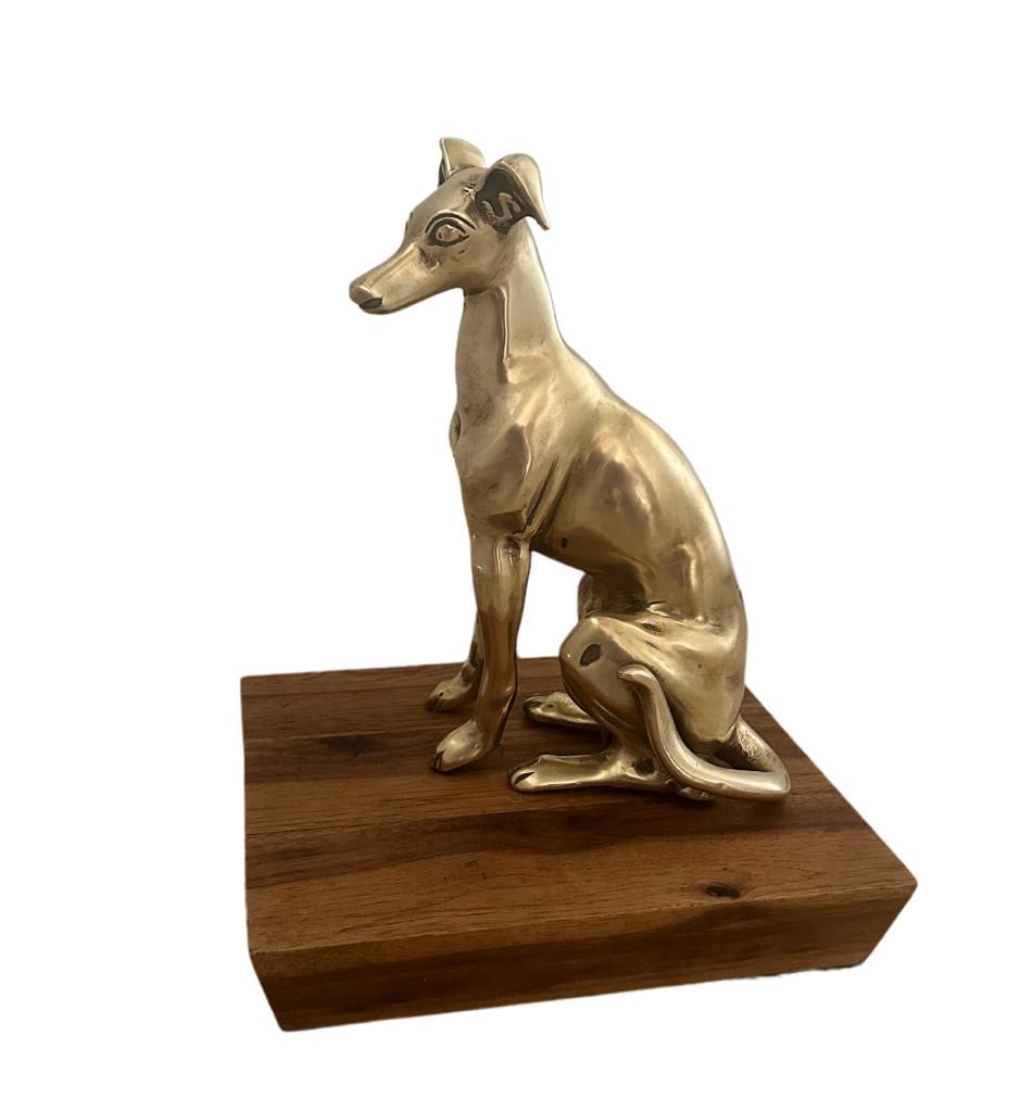 Amazing Brass & Wood Dog Sculpture (1 of 4)