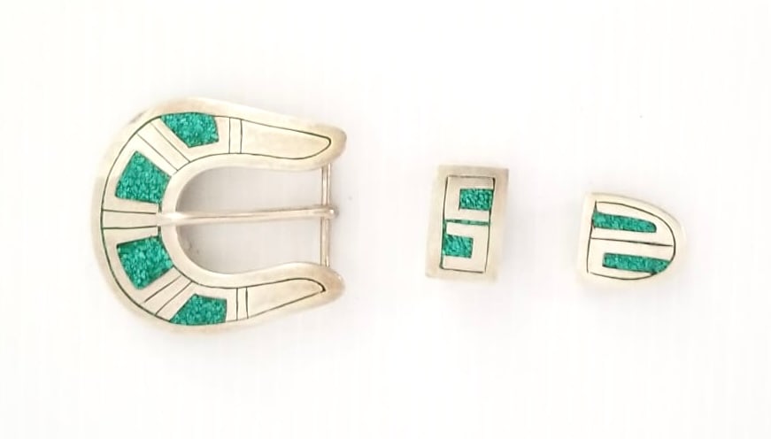 Amazing Vintage Mexico 925 Sterling With Inlay Buckle (1 of 4)