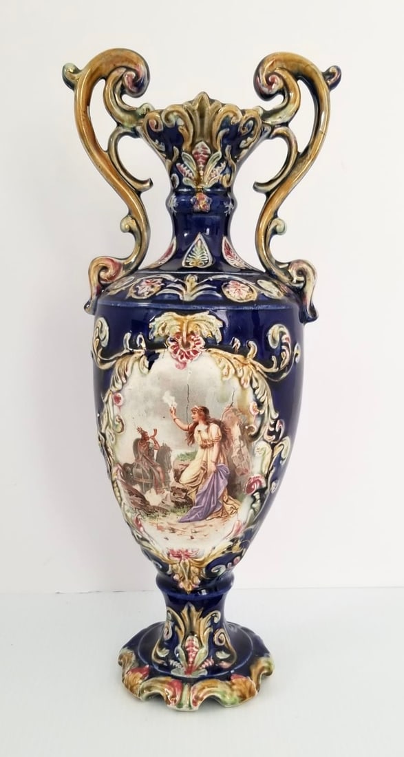 Amazing Majolica Blue Cobalt Vase (1 of 8)