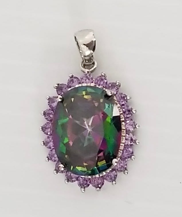Amazing 925 Sterling Silver Topaz & Amethyst Pendant (1 of 6)