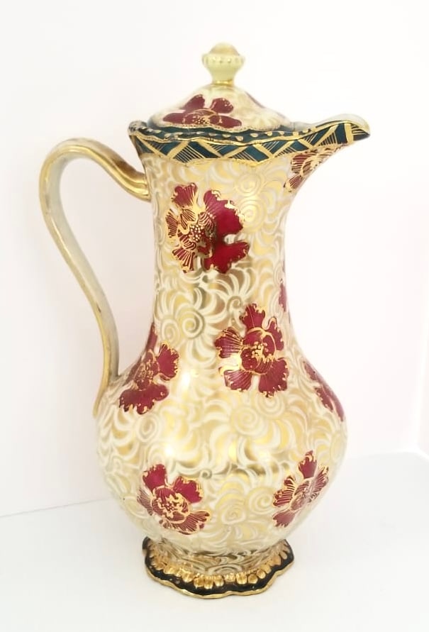 Amazing Nippon Hand Painted 24KT Flower Pitcher (1 of 5)