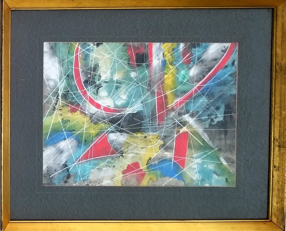 Amazing Jimmy Ernst Watercolor & Gouache Paper: Nice Jimmy Ernst watercolor gouache paper. Frame: 23 x 19 inches. Provenance: private owner. Biography: 1920 - 1984. The son of Dada Surrealist artist Max Ernst and art historian Louise Straus-Ernst,