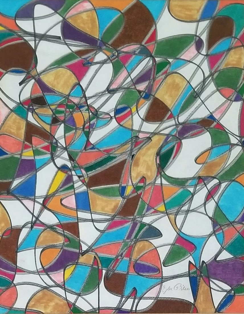 Amazing Ejler Bille Pencil Crayon & Gouache Paper: Nice Ejler Bille pencil, crayon and gouache mixed media paper, untitled. Frame: 27.5 x 23.5 inches. Provenance: private owner. Biography: 1910 - 2004. All authorship of items in this catalog are descr