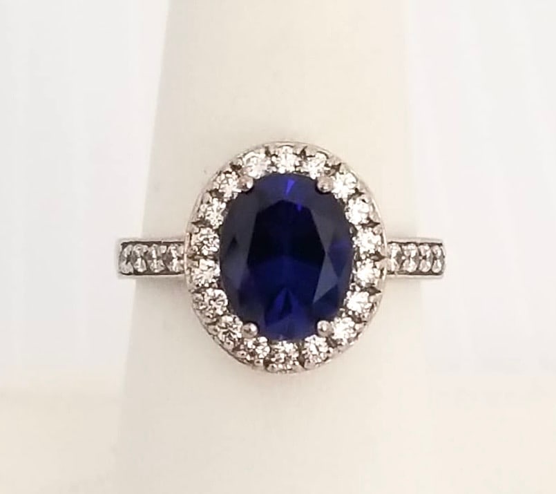 Amazing 925 Sterling Silver Blue ZC Ring (1 of 5)