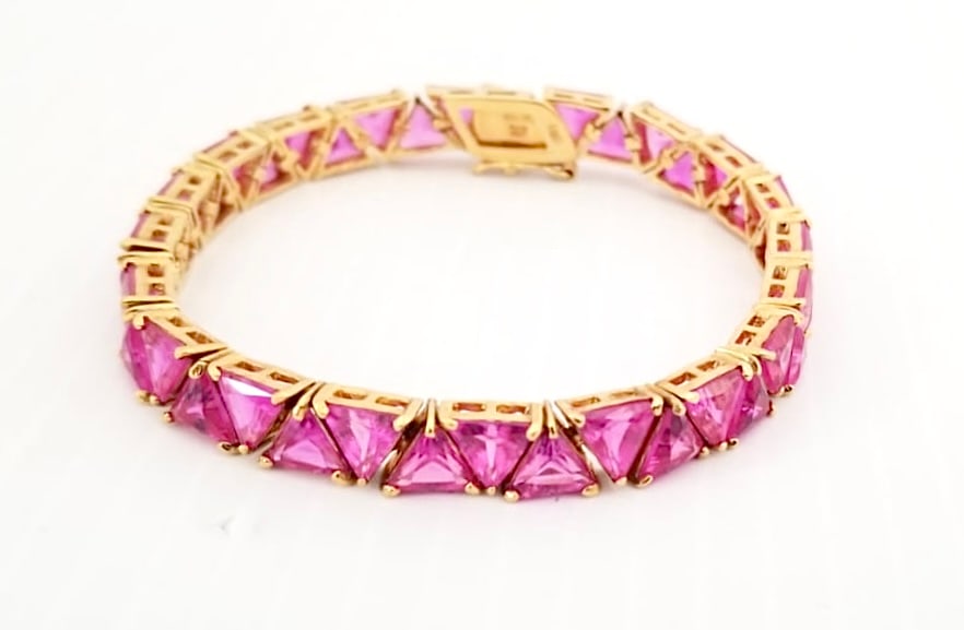 Amazing 925 Sterling Gold Tone ZC Pink Bracelet (1 of 5)