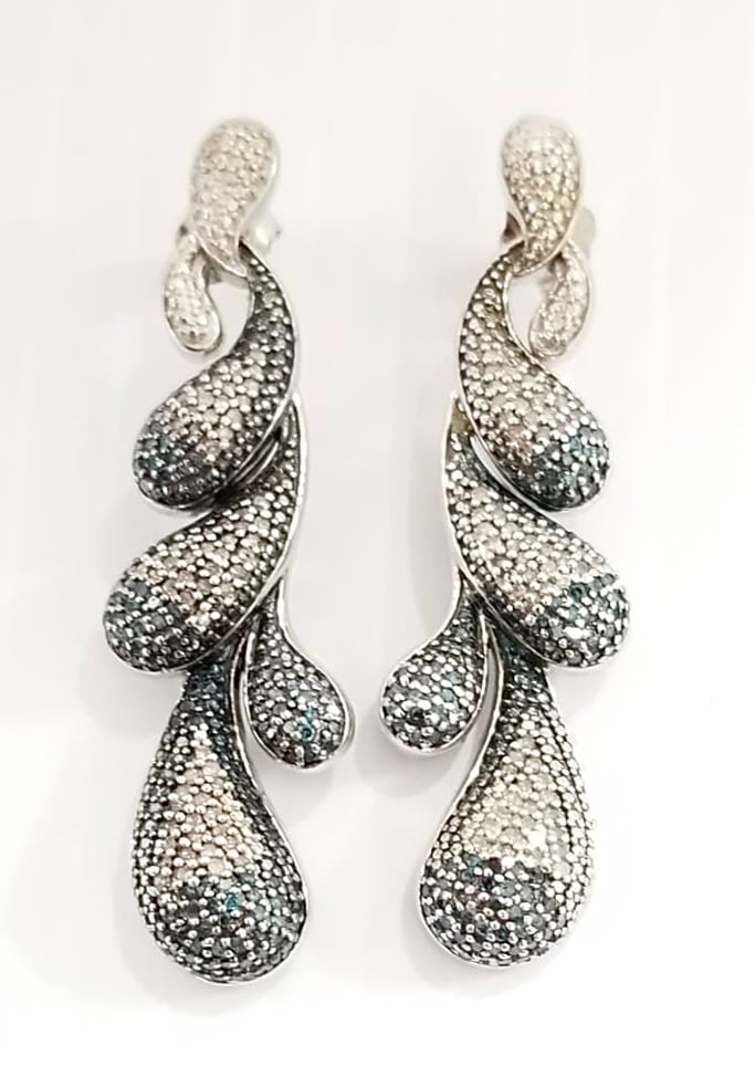 Amazing S.J.D 925 Sterling Silver Diamond Earrings (1 of 4)