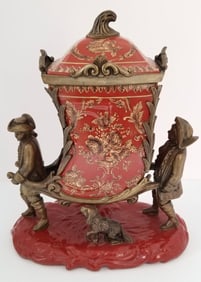 Amazing Bronze Red Porcelain Carriage Box