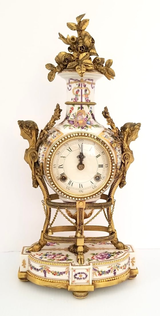 Amazing Porcelain Bronze Hand Painted Clock (1 of 3)