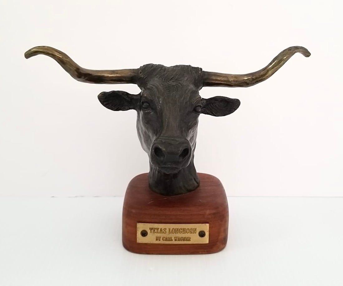 Amazing Carl Wagner Texas Longhorn Bronze Sculpture (1 of 4)