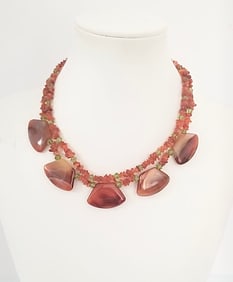 Amazing 925 Sterling Silver Orange Agate Necklace