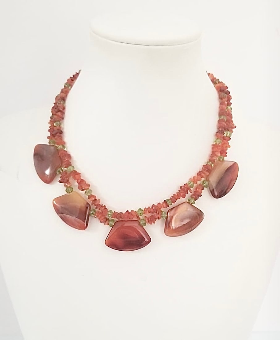 Amazing 925 Sterling Silver Orange Agate Necklace (1 of 4)