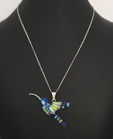 Amazing Mexico 925 Sterling Hummingbird Pendant Necklace