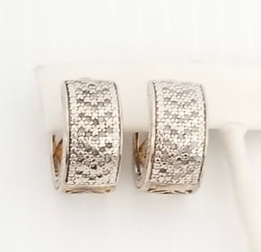 Amazing DBJ 925 Sterling Gold Tone Diamond Hoop Earrings