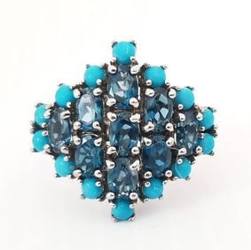 Amazing 925 Sterling Blue Stone Ring