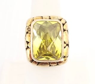 Amazing 925 Sterling Gold filled Green ZC Ring