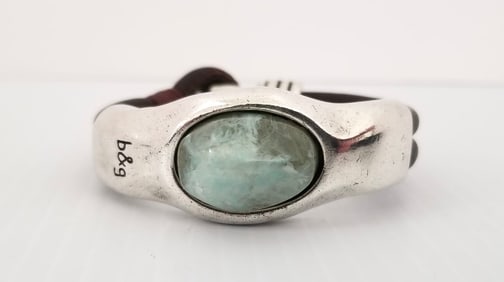 Amazing B&G Silver Plated Green Stone Bracelet