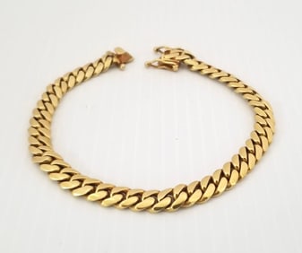 Amazing 925 Sterling Gold Tone Cuban Link Bracelet