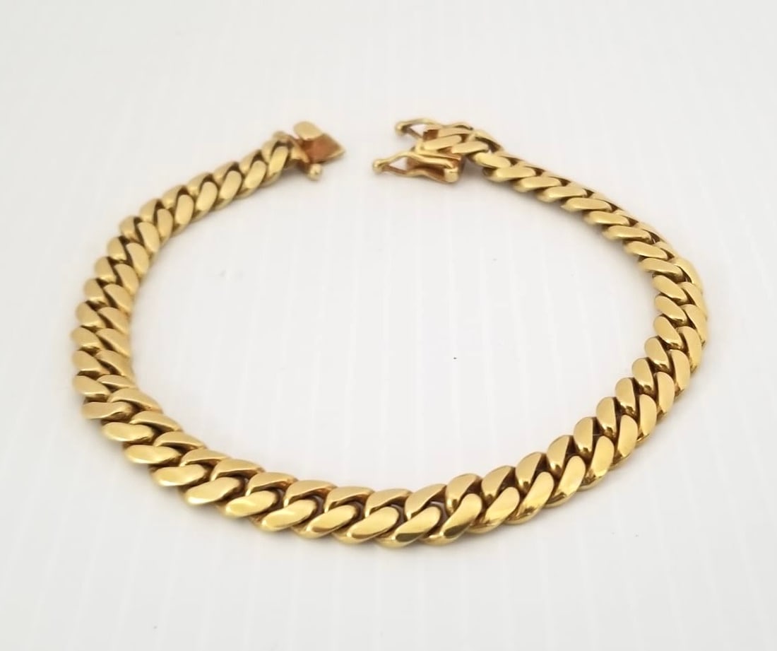 Amazing 925 Sterling Gold Tone Cuban Link Bracelet (1 of 5)