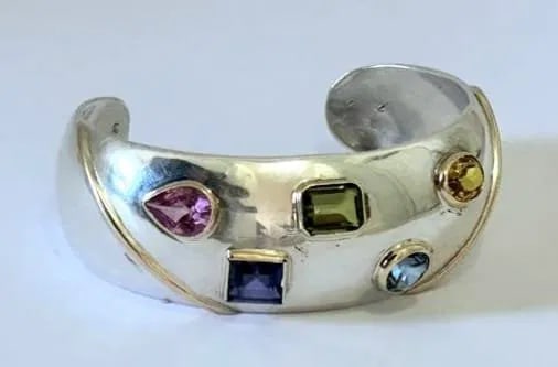 Amazing 925 Sterling 14KT Gold Multistone Bracelet (1 of 6)