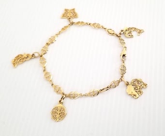 Amazing RL Italy 14KT 5 Charms Bracelet