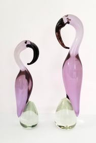Amazing Large Murano Birds Art Glass Pair