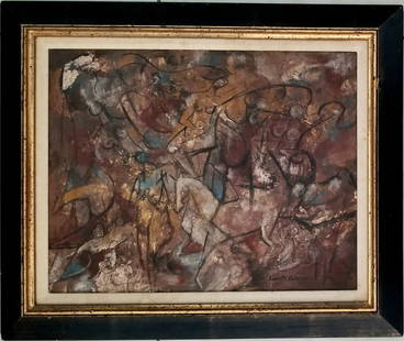 Amazing Kenneth Callahan Mixed Media Canvas: Beautiful Kenneth Callahan mixed media canvas. Frame: 25 x 21 inches, art: 19.5 x 15.5 inches. Provenance: private owner. Biography: 1905 - 1986. Born in Spokane, Washington, in 1905, Kenneth Callahan