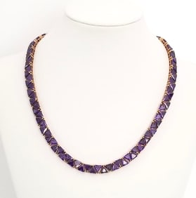 Amazing UTC 925 Sterling Gold Tone Amethyst Necklace