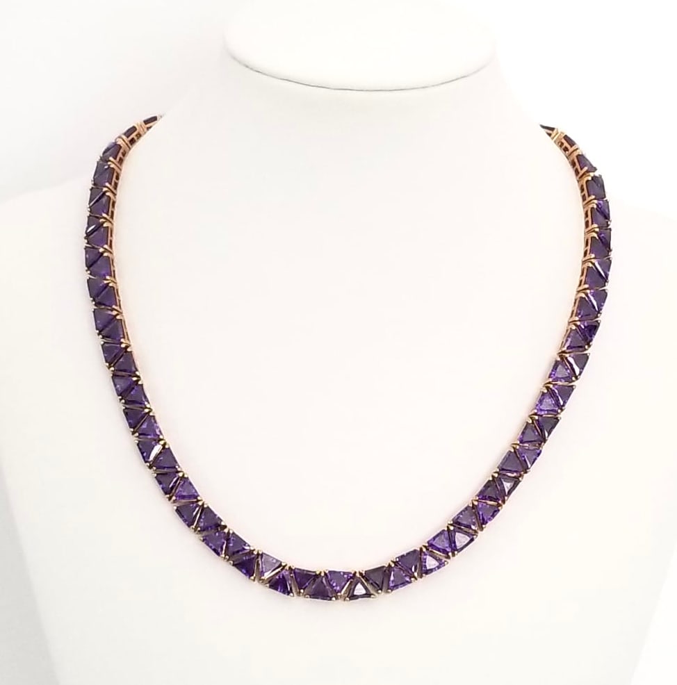 Amazing UTC 925 Sterling Gold Tone Amethyst Necklace (1 of 5)