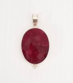 Amazing 925 Sterling Silver Red Ruby Pendant