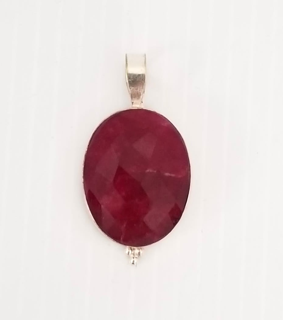 Amazing 925 Sterling Silver Red Ruby Pendant (1 of 6)