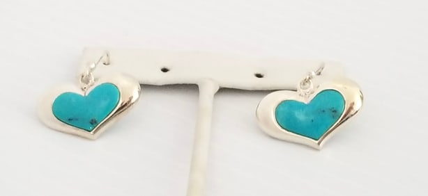 Amazing S.K 925 Sterling Turquoise Heart Earrings