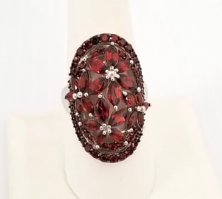 Amazing BBJ 925 Sterling Silver Garnet Ring