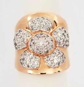 Amazing 925 Sterling Gold Tone ZC Art Deco Ring