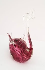 Amazing Murano Bubbles Inside Duck Red Art Glass