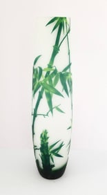 Amazing Galle Style Bamboo & Bird Acid Cut Vase