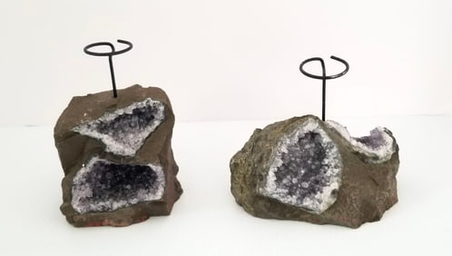 Amazing Natural Amethyst Quartz Candle Holder Pair