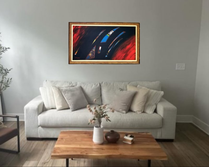 Amazing Carl Morris Acrylic Canvas: Beautiful Carl Morris acrylic canvas. Frame: 56 x 33 inches. Provenance: private owner. Biography: 1911 - 1993. Carl A. Morris was born in Yorba Linda, CA on May 12, 1911. Morris was inspired to becom