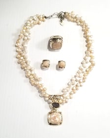 Amazing Lori Bonn 925 Fresh Water Pearl Set