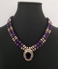 Amazing Sterling Silver Amethyst Pendant Necklace