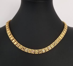 Amazing 925 Gold Tone DBJ Multistone Necklace